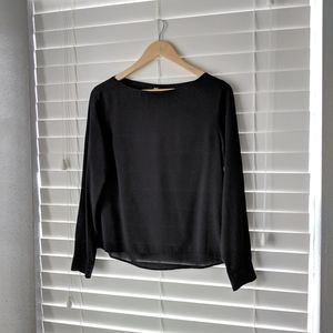 Uniqlo rayon long sleeve bateau tee blouse black